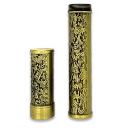 Damascus Desen Metal Puro Kılıfı Tüpü Tekli Gold 50 Ring - CigarLoong (1)