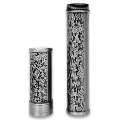 Damascus Desen Metal Puro Kılıfı Tüpü Tekli Silver 50 Ring - CigarLoong (1)