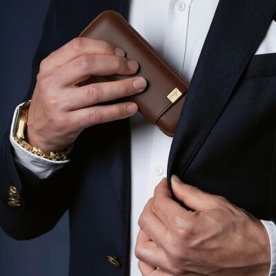 Davidoff Iconic Seri Deri Puro Kılıfı Kahve Gold 3lüi 64 Ring - 3