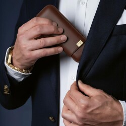 Davidoff Iconic Seri Deri Puro Kılıfı Kahve Gold 3lüi 64 Ring - 3