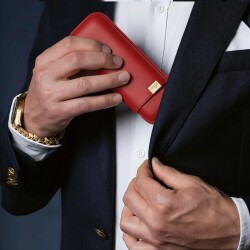 Davidoff Iconic Seri Deri Puro Kılıfı Kırmızı Gold 2li 64 Ring - 4