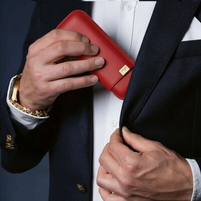 Davidoff Iconic Seri Deri Puro Kılıfı Kırmızı Gold 2li 64 Ring - 4