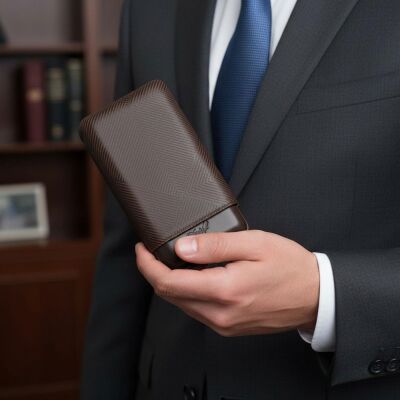 Davidoff Leaf Deri Puro Kılıfı Kahve XL 3lü 64 Ring - 4