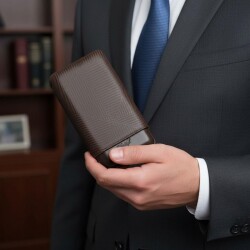 Davidoff Leaf Deri Puro Kılıfı Kahve XL 3lü 64 Ring - 4