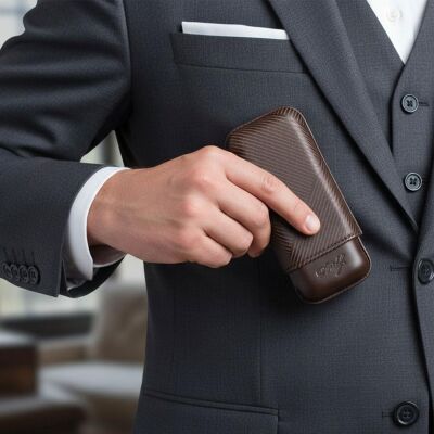 Davidoff Leaf Deri Puro Kılıfı Robusto Kahve 2li 56 Ring - 3