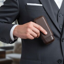 Davidoff Leaf Deri Puro Kılıfı Robusto Kahve 2li 56 Ring - 3