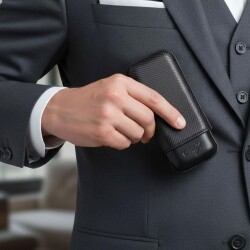 Davidoff Leaf Deri Puro Kılıfı Robusto Siyah 2li 56 Ring - 3