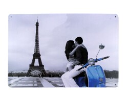 Dekoratif Vintage Metal Pano Eifell Love 20x30 - T-BEK