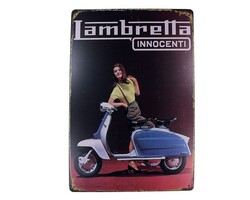 Dekoratif Vintage Metal Pano Vespa Lambretta 20x30 - Thumbnail