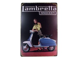 Dekoratif Vintage Metal Pano Vespa Lambretta 20x30 - T-BEK
