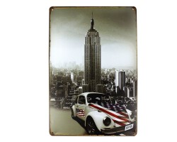 Dekoratif Vintage Metal Pano WTC Newyork 20x30 - T-BEK