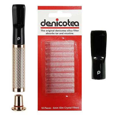 Denicotea 25004 Karbon Filtreli 6-9mm Lüks Slim Sig.Ağızlığı Gold - 3