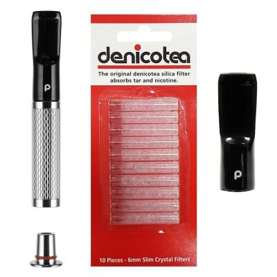 Denicotea 25005 Karbon Filtreli 6-9mm Lüks Slim Sigara Ağızlığı Silver - 3