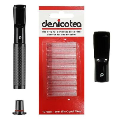 Denicotea 25010 Karbon Filtreli 6-9mm Lüks Slim Sig.Ağızlığı Titanium - 2