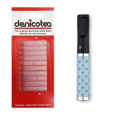 Denicotea 25011 Karbon Filtreli 6-9mm Lüks Slim Sig.Ağızlığı Mavi Pul - 3