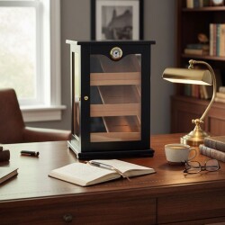 Elektronik Nemlendiricili 3 Raflı Puro Kutusu Humidor Kabinet Siyah - CigarLoong (1)