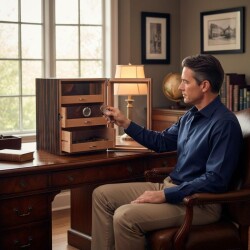 Elektronik Nemlendiricili Camlı 3 Çekmeceli Puro Kutusu Humidor Abanoz - CigarLoong (1)