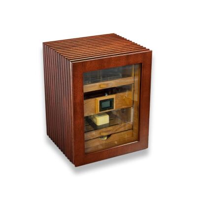 Elektronik Nemlendiricili Camlı 3 Çekmeceli Puro Kutusu Humidor Ceviz - 3