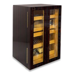 Elektronik Nemlendiricili Camlı 4 Çekmeceli Işıklı Puro Kutusu Humidor Abanoz 200's - 3