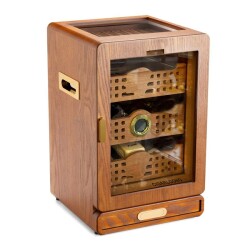 Elektronik Nemlendiricili Camlı 4 Çekmeceli Puro Kutusu Humidor Ceviz - 3