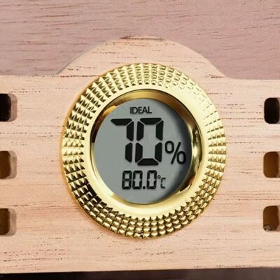 Elektronik Nemlendiricili Camlı 4 Çekmeceli Puro Kutusu Humidor Ceviz - 4