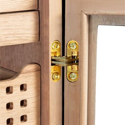 Elektronik Nemlendiricili Camlı 4 Çekmeceli Puro Kutusu Humidor Ceviz - 5