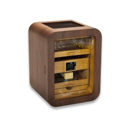 Elektronik Nemlendiricili Camlı 5 Çekmeceli Puro Kutusu Humidor Skylight Ceviz - 3