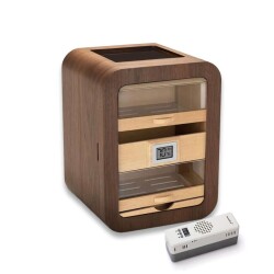 Elektronik Nemlendiricili Camlı 5 Çekmeceli Puro Kutusu Humidor Skylight Ceviz - CigarLoong