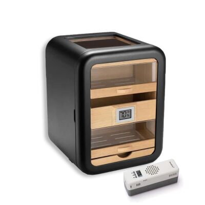 Elektronik Nemlendiricili Camlı 5 Çekmeceli Puro Kutusu Humidor Skylight Siyah - 1