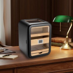 Elektronik Nemlendiricili Camlı 5 Çekmeceli Puro Kutusu Humidor Skylight Siyah - 2