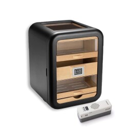 Elektronik Nemlendiricili Camlı 5 Çekmeceli Puro Kutusu Humidor Skylight Siyah - CigarLoong