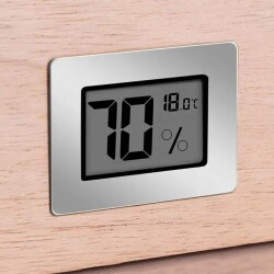 Elektronik Nemlendiricili Camlı Işıklı Puro Kutusu Humidor Siyah - 6