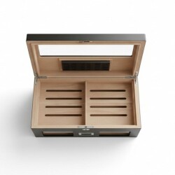 Elektronik Nemlendiricili Camlı Puro Kutusu Humidor Mat Siyah - 4
