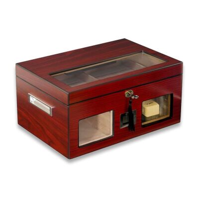 Elektronik Nemlendiricili Camlı Puro Kutusu Humidor Maun - 3