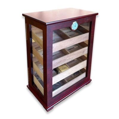 Elektronik Nemlendiricili Gastro Camlı 4 Raflı Puro Kutusu Humidor Kabinet Kahve - 4