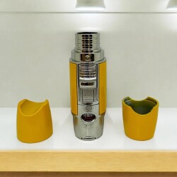 F60 3 Pürmüz Alev Delicili Sehpalı Puro Çakmağı Sarı - Myon Paris (1)