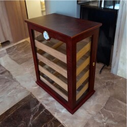 Gastro Camlı 4 Raflı Puro Kutusu Humidor Kabinet Kahve 200's - 2