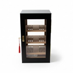 Gold Tasarım 3 Raflı Puro Kutusu Humidor Mat Siyah 120's - CigarLoong (1)