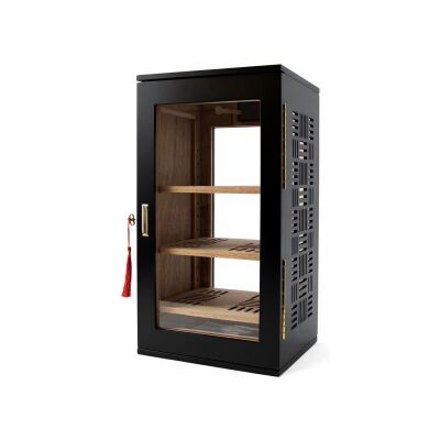 Gold Tasarım 3 Raflı Puro Kutusu Humidor Mat Siyah 120's - 1