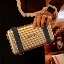 Guevara Aluminyum Sedir Mini Puro Kutusu Çantası Askılı Siyah 4lü - GUEVARA (1)