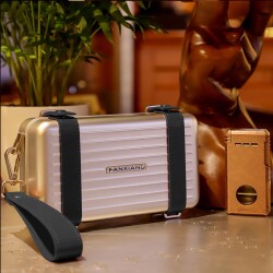 Guevara Aluminyum Sedir Mini Puro Kutusu Çantası Askılı Siyah 4lü - 3