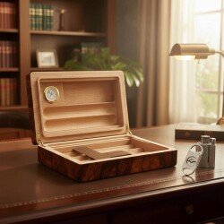 Guevara Ceviz Kaplama Puro Taşıma Kutusu Humidor 6's - 3