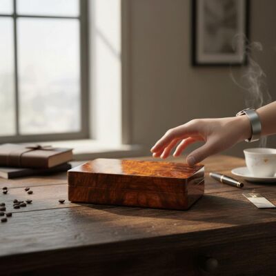 Guevara Ceviz Kaplama Puro Taşıma Kutusu Humidor 6's - 4