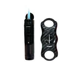 Honest 2 Jet Alev Puro Çakmağı ve V Puro Kesici Seti Siyah - Honest (1)