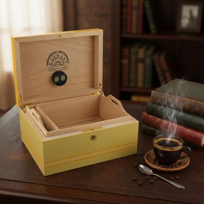 H.Upmann Bej Turuncu Lake Humidor Puro Kutusu 50's - 4
