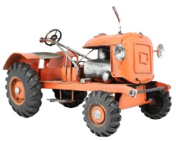 John Deere Traktör Eskitilmiş Metal Biblo Turuncu 28cm - T-BEK