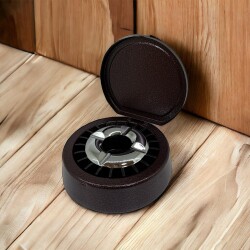 Kapaklı Metal Sigara Söndüren Küllük Crakel Kahve 13cm - Atomic (1)