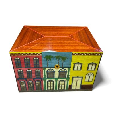 Küba Evi Desenli El Yapımı Puro Kutusu Humidor 80's - 1