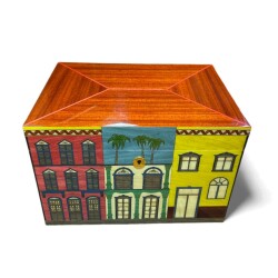 Küba Evi Desenli El Yapımı Puro Kutusu Humidor 80's - CigarLoong