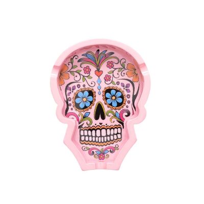 La Catrina Baskılı Melamin Sigara Küllüğü Pembe 11cm - 1